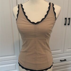 Women's Tan Lace Trim Camisole